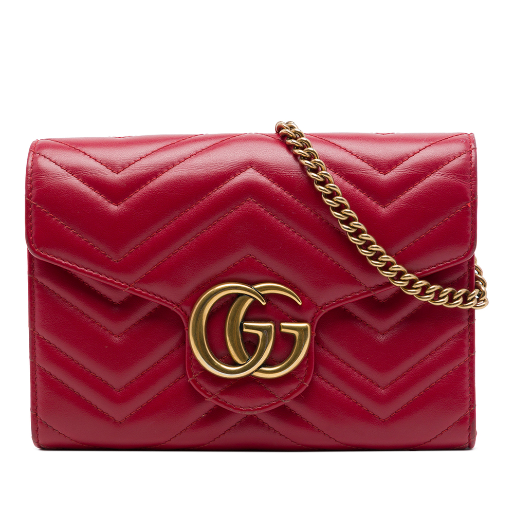 Pre-Loved Gucci GG Marmont Matelasse Calfskin Wallet On Chain